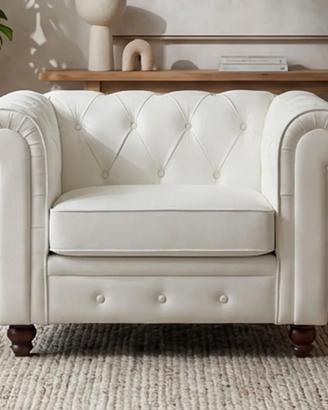 Poltrona Chesterfield Grande – Ecopelle Bianca