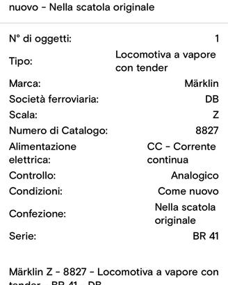 Marklin locomotiva a vapore con tender