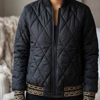 giacca bomber donna trapuntata nera - stile greca 