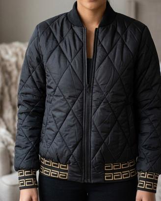 giacca bomber donna trapuntata nera - stile greca 