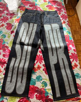 Jeans Supreme Inset Spellout Baggy Rigid Indigo 34