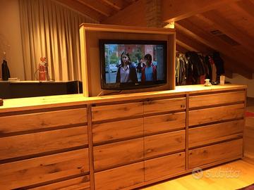 credenza con alzata tv in rovere vecchio ante cass