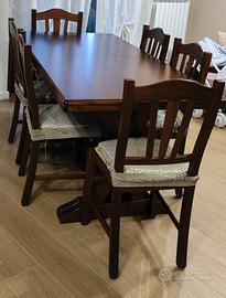 Tavolo e sedie 180 x 85 allungabile a 360Cm
 legno