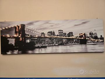 Quadro su tela 40×125 cm – New York notturna con B