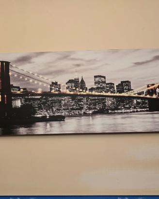 Quadro su tela 40×125 cm – New York notturna con B