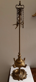 ANTICA LAMPADA FIORENTINA LUME OLIO IN BRONZO