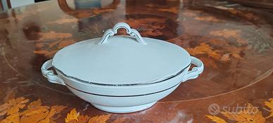 zuppiera porcellana Laveno decoro argento 1955
