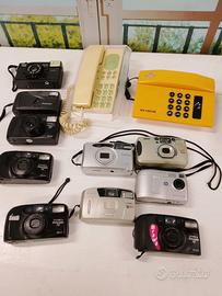 lotto vintage 10 macchine fotografiche + 2telefoni