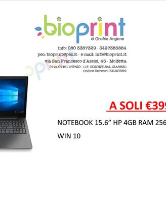 Notebook nuovi 15.6" ssd 256gb ram4gb win10