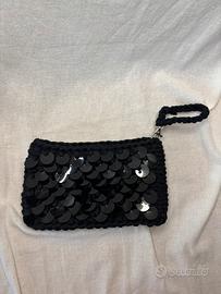 Pochette nera con paillettes nere uncinetto