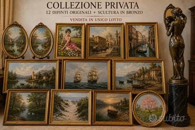 Collezione quadri originali + scultura in bronzo –
