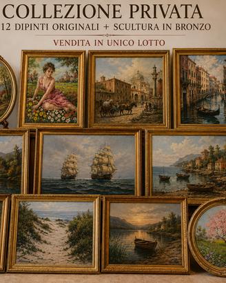 Collezione quadri originali + scultura in bronzo –