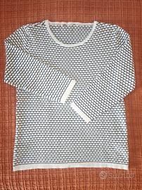 Maglione  in cotone Caroll manica 3/4 - Taglia M
