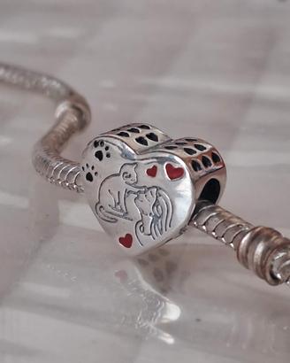charm amore gatto nuovo argento S 925 