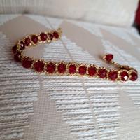 braccialetto lurex oro perle rubini 