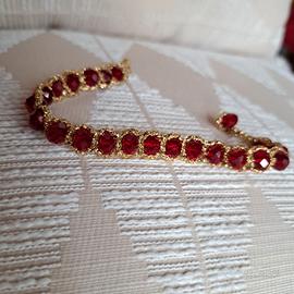 braccialetto lurex oro perle rubini 