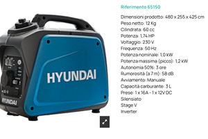 Generatore silenziato inverter Hyundai 65150