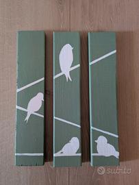 quadretto artigianale uccellini 