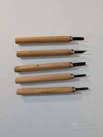 Set 5 pezzi scalpelli sgorbie per legno