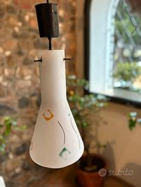 Lampada a sospensione in vetro opalino dec vintage