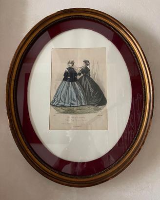 Grafica, quadro con rivista moda femminile 1800