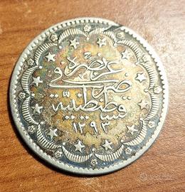 Moneta argento da 5 kurus 1876-1879, Abdul Hamid 