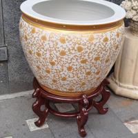 Grande cachepot porcellana cinese - base in legno