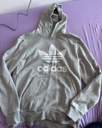 Felpa grigia adidas con cappuccio
