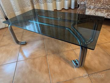 Tavolino vintage vetro metallo