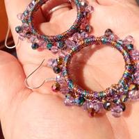 orecchini all uncinetto  con cristalli