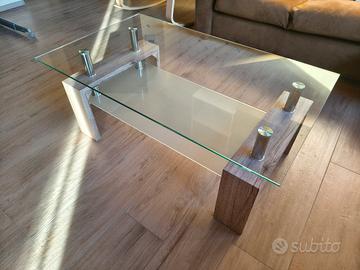 Tavolino da Salotto Moderno in Vetro e Legno.