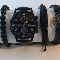 Set Orologio Geneva Black + 4 Bracciali Urban