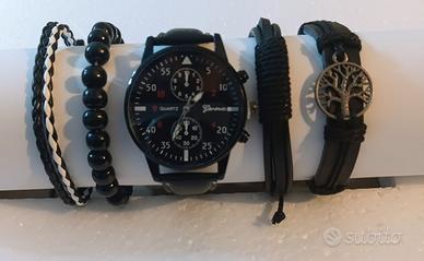 Set Orologio Geneva Black + 4 Bracciali Urban