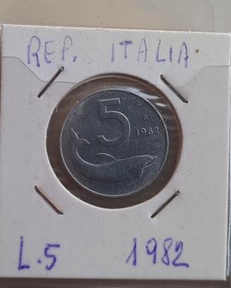 1, 2 e 5 lire 1982 Italia molto belle e una FDC