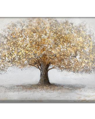 Quadro Stampa su Tela Albero Dorato-120/70 cm