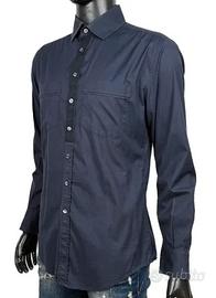 D&G Dolce Gabbana Camicia Uomo 50 L Slim Fit Blu
