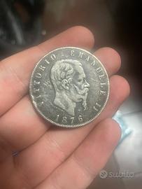 Moneta 5 Lire 1876 Vittorio Emanuele II ARGENTO