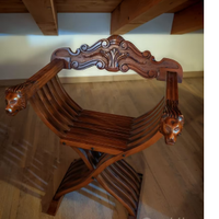 SEDIA SAVONAROLA POLTRONCINA TESTA LEONE