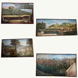 Set completo 4 quadri dipinti a mano