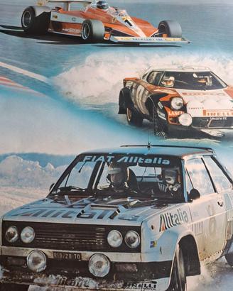 poster pubblicitario fiat lancia ferrari