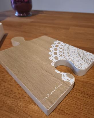Tagliere Puzzle in Legno e Pizzo