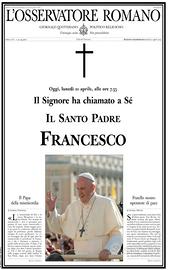 Osservatore Romano  Morte Papa Francesco 21/4/2025
