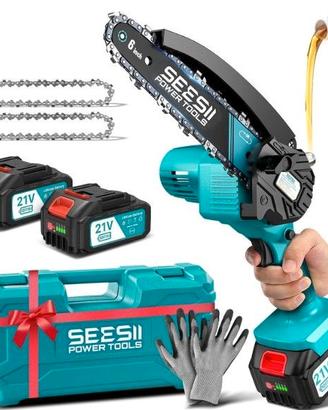 SEESII Mini Motosega a Batteria 8000mAh, 900W 6 Po