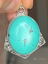 Ciondolo Turchese in Argento 925 Etnico Boho