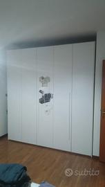 armadio guardaroba bianco 5 ante con cassettiera