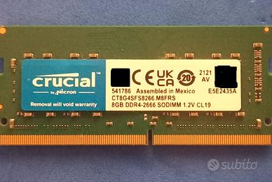 MEMORIA RAM 8GB DDR4  - 2666 SODIMM  PER NOTEBOOK