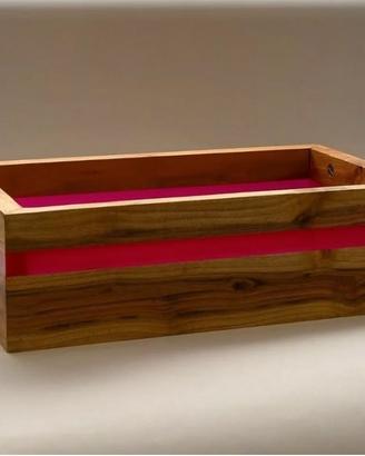 Cassetta legno di prugno e resina portagioie