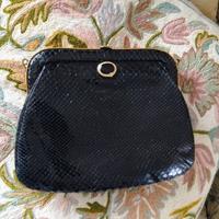 Pochette pelle serpente vernice nera vintage 