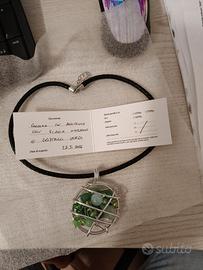 collana in alluminio con giada naturale 