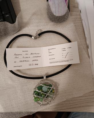collana in alluminio con giada naturale 